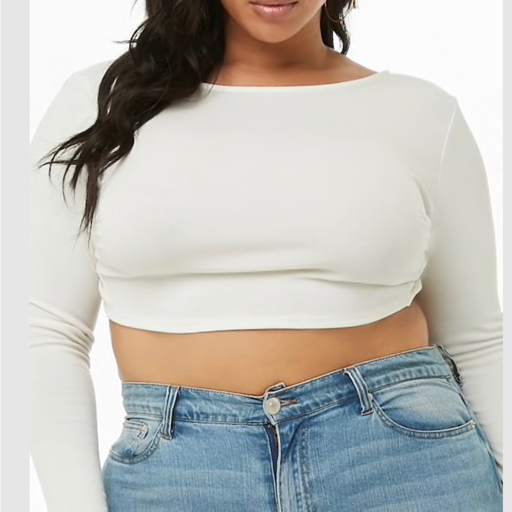 Plus size open back crop top